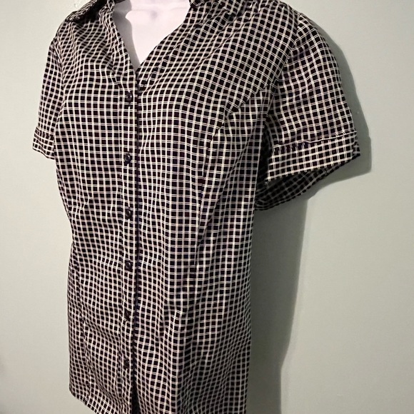 Lane Bryant Button Down Blouse Size 16 Black White - Picture 5 of 8
